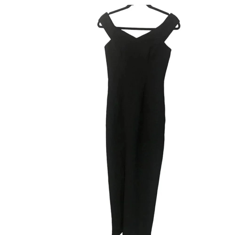 Bariano Australia Off Shoulder Formal Sheath Evening Dress Black Size S NWT